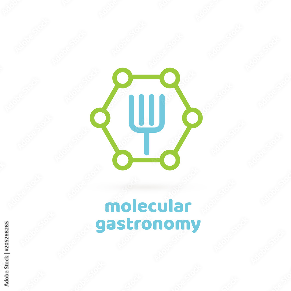 Illustration of business logotype molecular gastronomy.