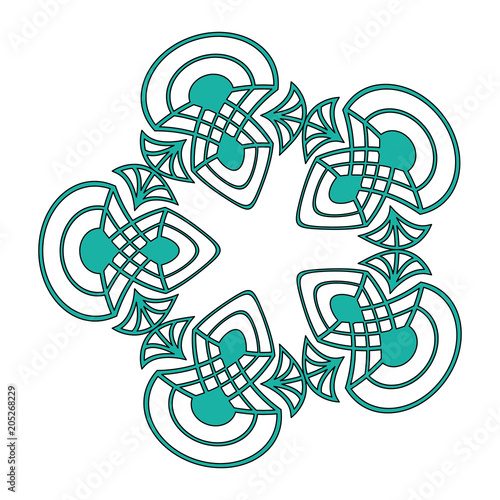 elegant antiquarian circle frame in art deco style filigree ornament vector illustration green