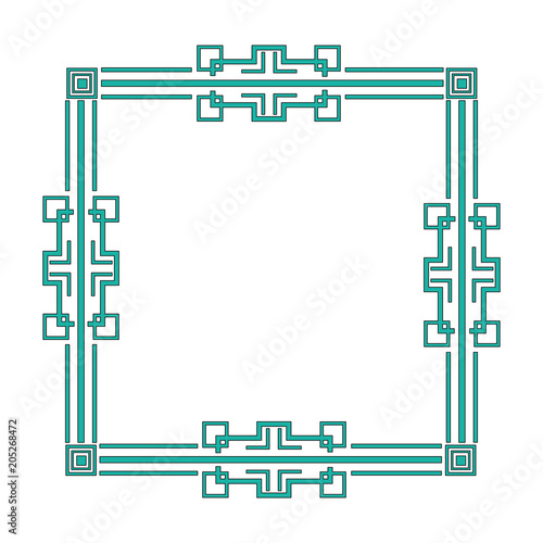 art deco frame elegant decorative square style vector illustration green