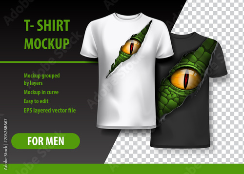 T-Shirt template, fully editable with torn clothes. EPS 10 Vector Illustration.