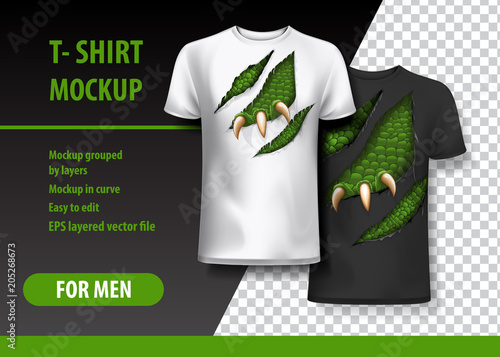 T-Shirt template, fully editable with torn clothes. EPS 10 Vector Illustration.