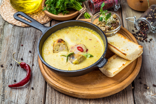 Polish traditional easter soup with egg photo