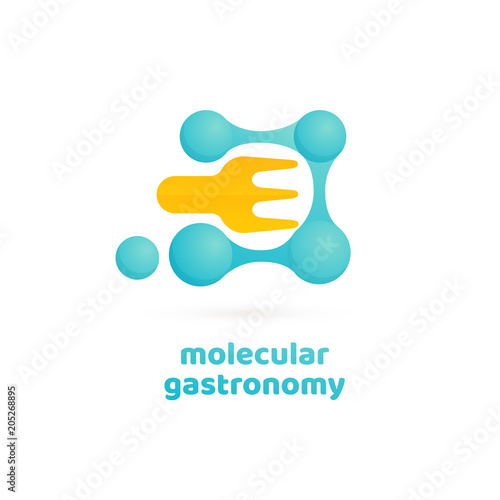 Illustration of business logotype molecular gastronomy.
