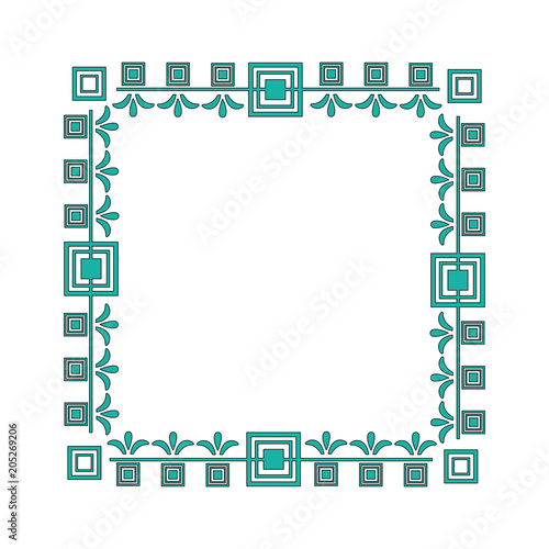 art deco ornamental decorative frame floral template vector illustration green