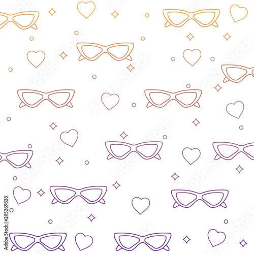 background of sunglasses and hearts pattern, vector illustration