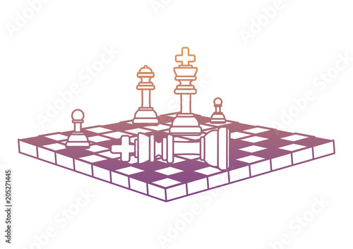 chessboard with pieces and checkmate over white background, colorful design. vector illustration