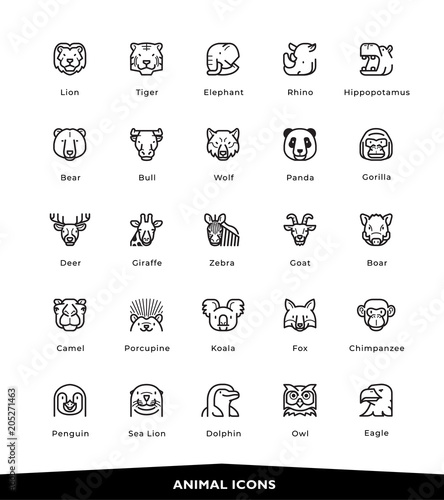 Animals, Wildlife, Sea Animals, Zoo, Animal Faces, Icons, Vector, Illustration