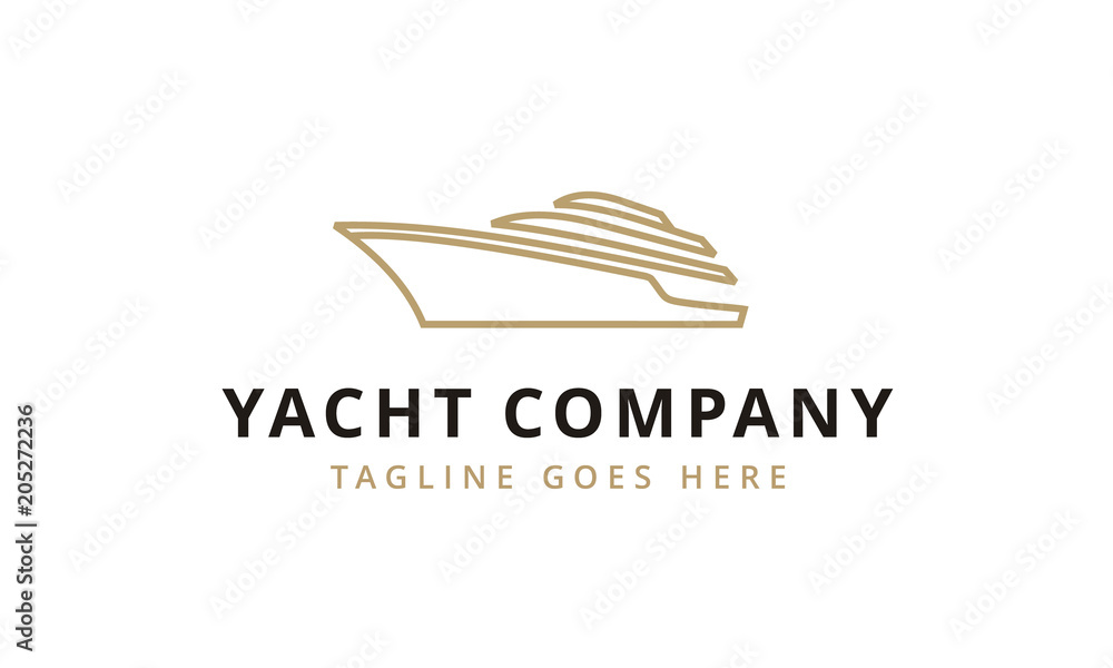 Yacht Cruise Boat Ship for Ocean Vacation Logo design inspiration with minimalist line art style Yacht Cruise Boat Ship for Ocean Vacation Logo design inspiration with minimalist line art style