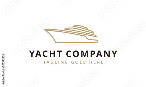 Yacht Cruise Boat Ship for Ocean Vacation Logo design inspiration with minimalist line art style