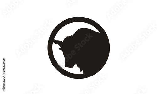 Yak Head Silhouette logo design inspiration