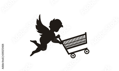 Cupid with Shopping Cart Illustration 