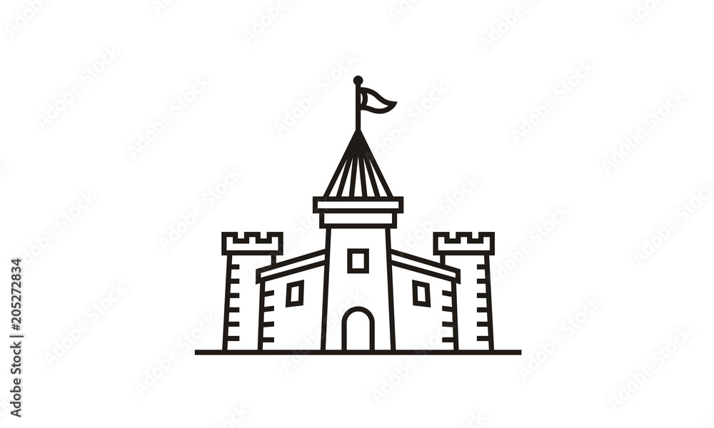 Minimalist Castle Line art logo design inspiration