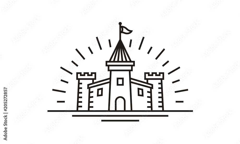 Minimalist Tower Fortress Castle Palace Kingdom Line art logo design inspiration