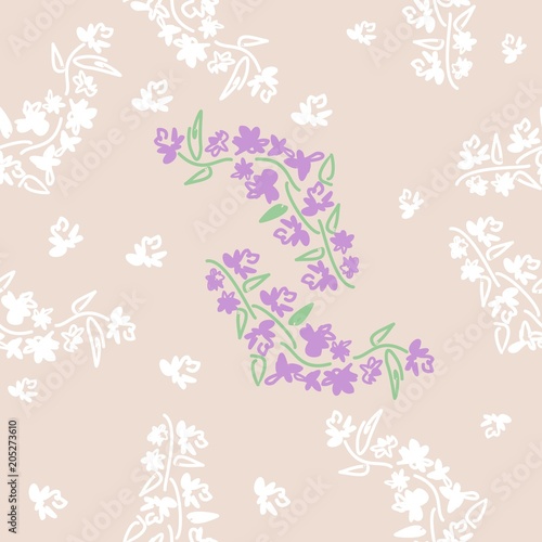 Floral seamless pattern can be used for wallpaper, website background, textile printing. Hand drawn endless vector illustration of flowers on light background. Flower theme. Summer collection.