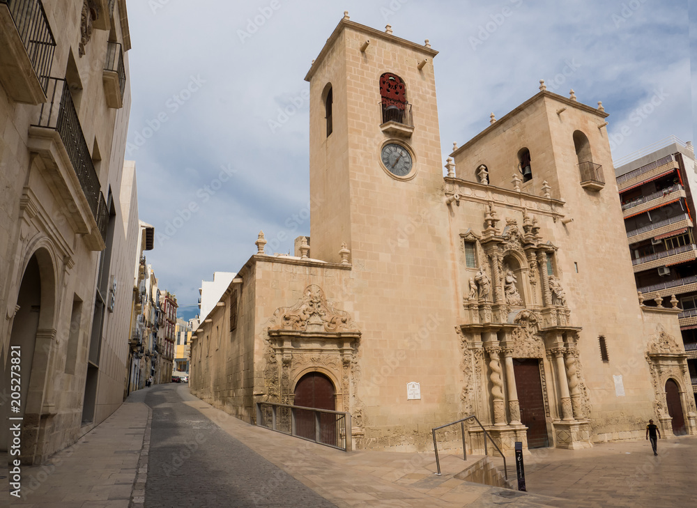 Santa Maria, a 13th century Gothic style basilica. Alicante Spain