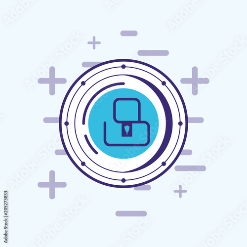 cryptocoin icon over blue background, colorful line design. vector illustration