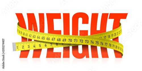 Weight word with measuring tape, diet theme