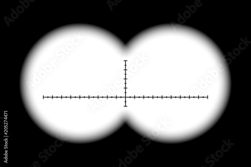 Binoculars view with measurement marks