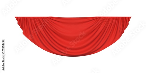 Red pelmet drapery curtain
