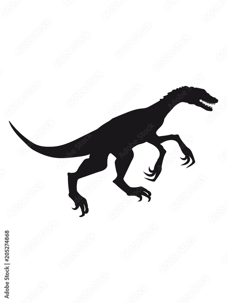 raptor jagen silhouette schwarz umriss t-rex fleischfresser böse gefährlich  fressen dino dinosaurier saurier clipart comic cartoon design Stock  Illustration | Adobe Stock