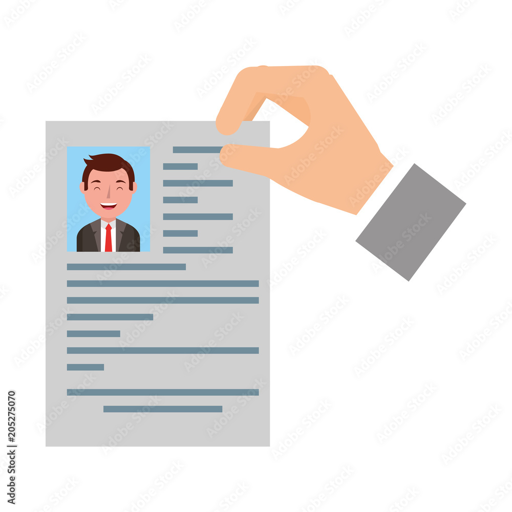 hand with curriculum vitae and photo of man isolated icon icon vector illustration design hand with curriculum vitae and photo of man isolated icon icon vector illustration design