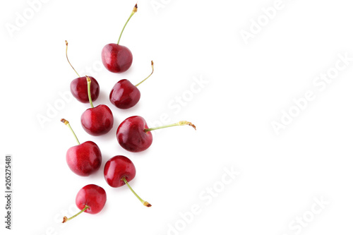 Fresh sweet cherries isolated on a white