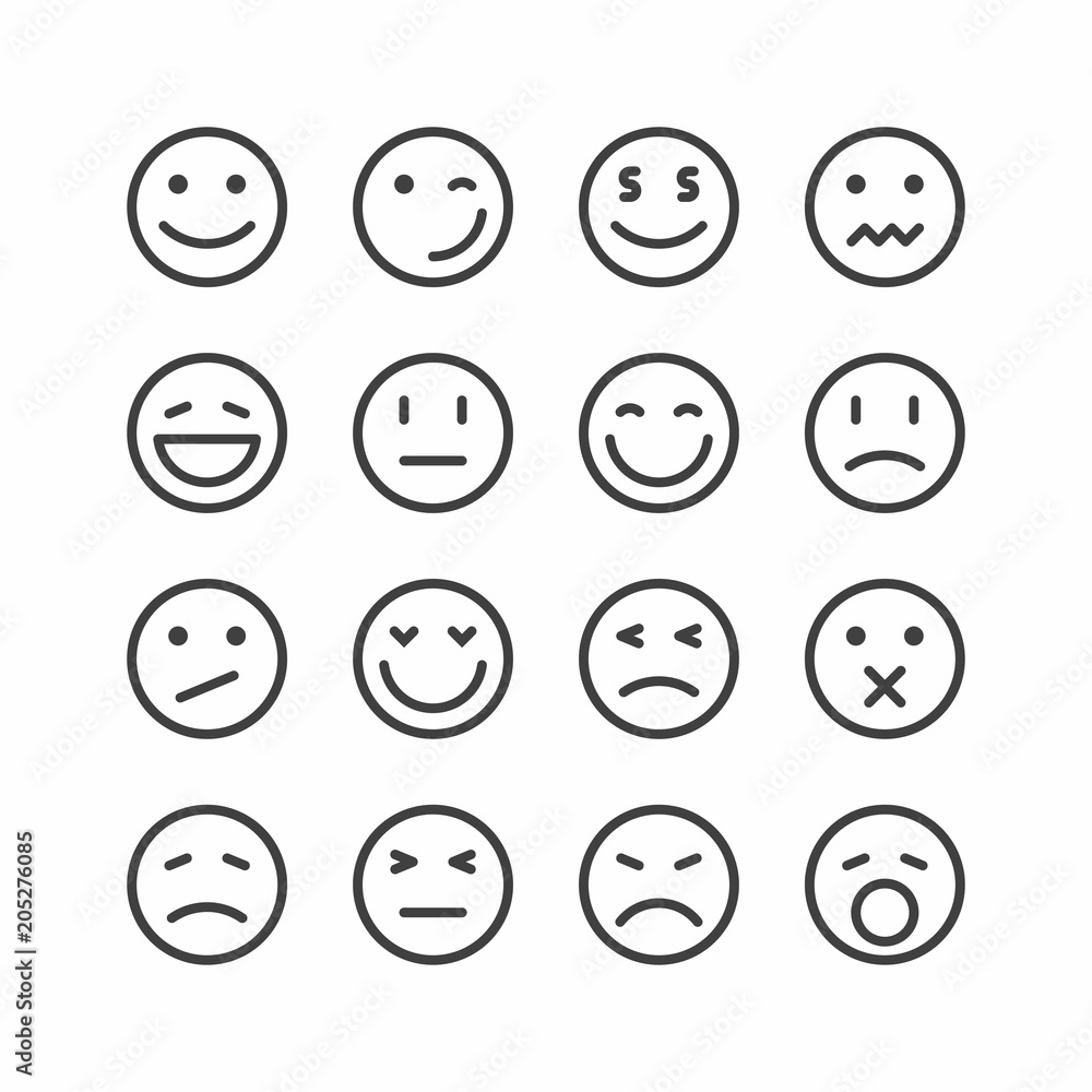 Emoticon icons, set of smiley emoji faces Emoticon icons, set of smiley emoji faces