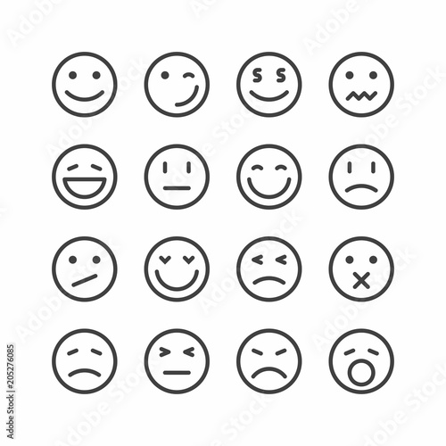 Emoticon icons, set of smiley emoji faces