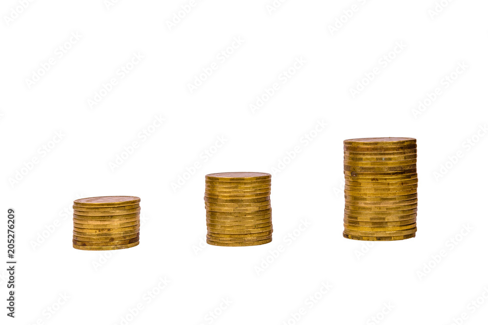 Stacks of the coins isolated on a white background Stacks of the coins isolated on a white background