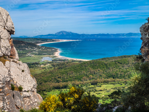 Top view from the mountains toTarifa, costa de la luz, andalusia, spain europe and the beaches