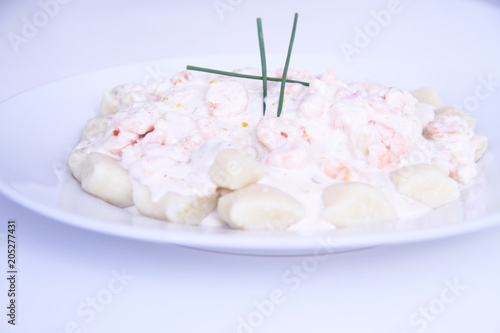 Gnocchi with shrimp and white sauce, São Paulo, Brazil