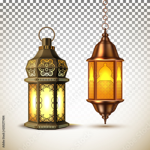 Vector ramadan kareem lamp lantern realistic photo