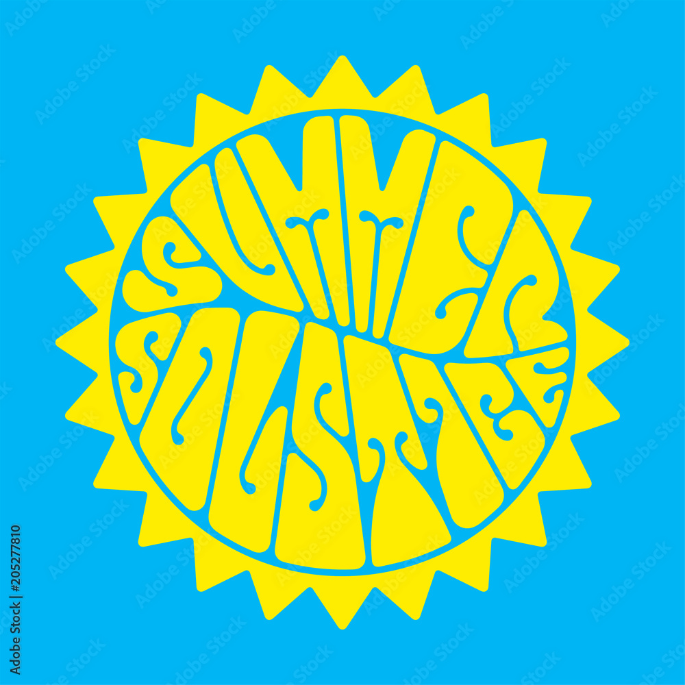 Summer solstice - handwritten lettering quote symbolizing the longest ...