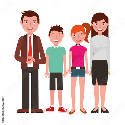 happy family parents son and daughter vector illustration