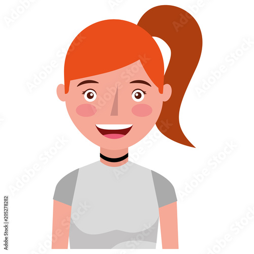 portrait young woman happy character vector illustration
