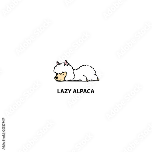Lazy alpaca sleeping icon, logo design, vector illustration