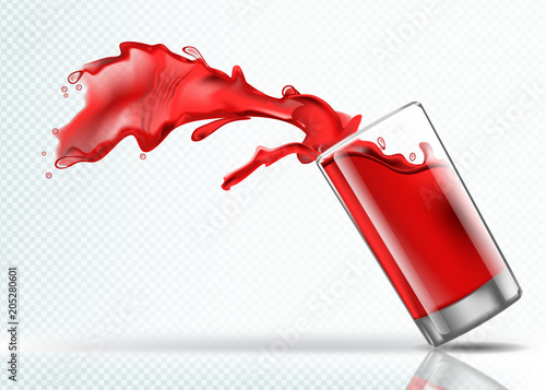 Splash of Cherry juice from a falling glass
