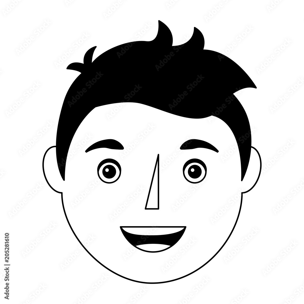 young man smiling face character vector illustration young man smiling face character vector illustration