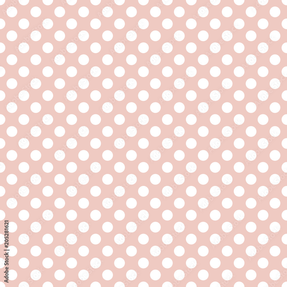 Seamless pattern. White polka dot on the pink background