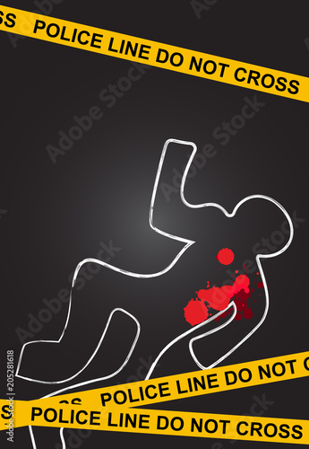 Vector illustration of a police line on crime scene