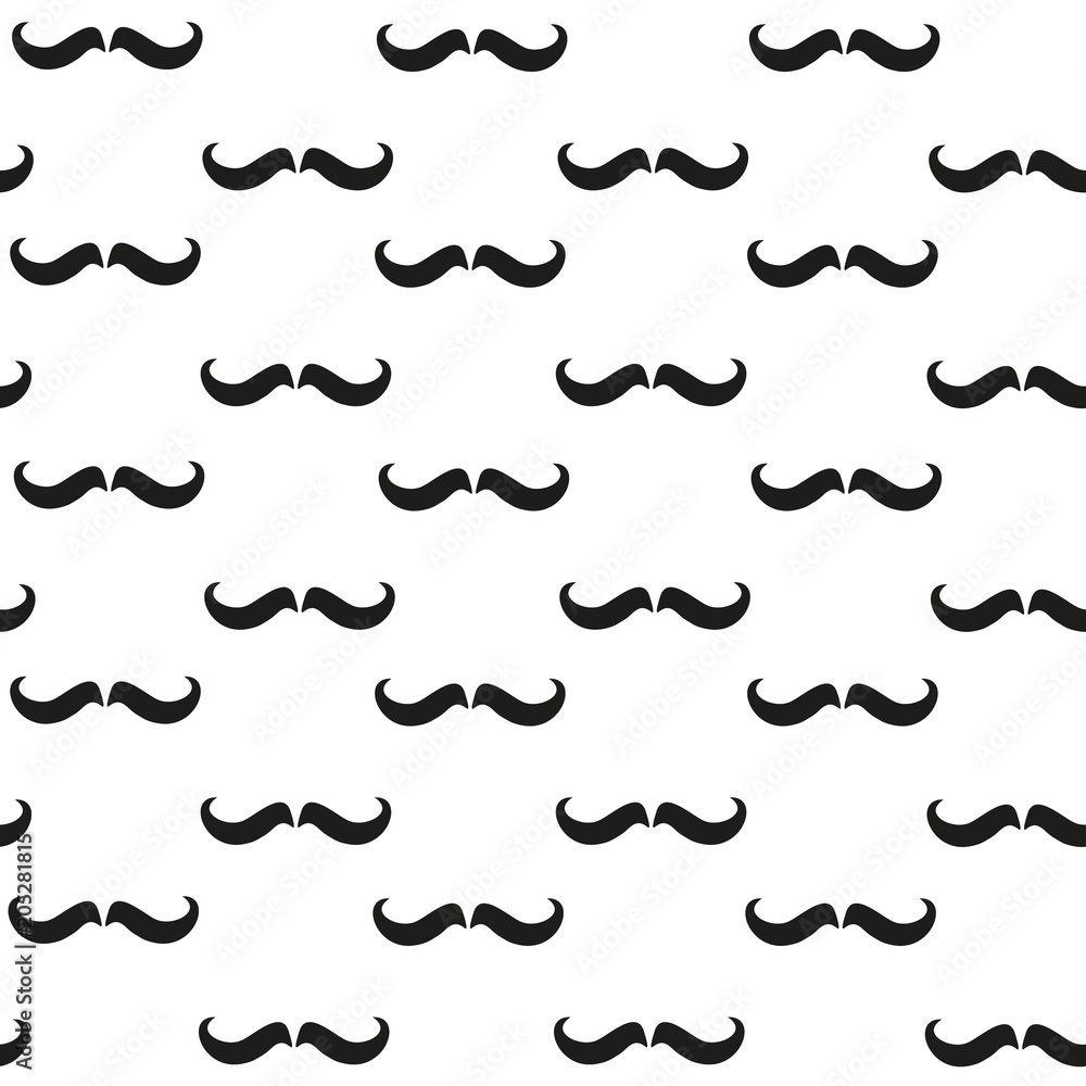 Mustache seamless pattern. Vector illustration on white background Mustache seamless pattern. Vector illustration on white background