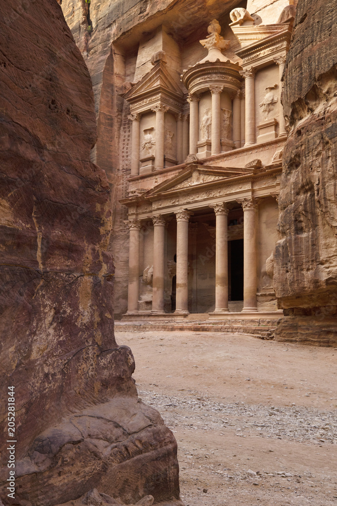 view to treasurement of old city Petra in Jordan