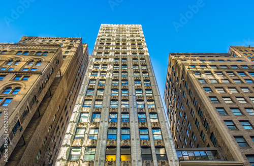 New York City, New York, Jan 2018, Manhattan buildings shot from just below