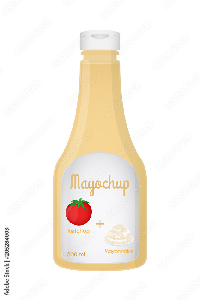 Vector 3d realistic plastic bottle with mayochup sauce - mayonnaise and ketchup Vector 3d realistic plastic bottle with mayochup sauce - mayonnaise and ketchup