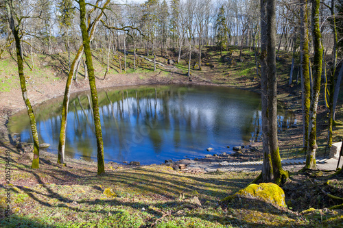 Kaali meteorite crater in the island of Saaremaa, Estonia. The impact was caused by a meteorite over 3,500 years ago with a force equivalent to the Hiroshima atomic bomb photo