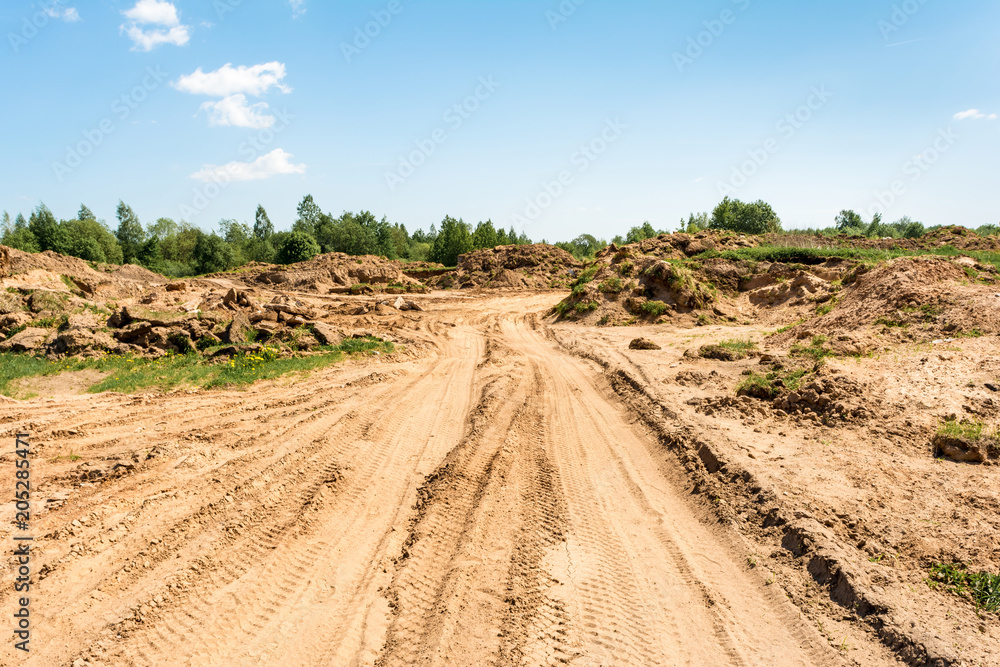 developed sand pit, place for construction site, construction background
