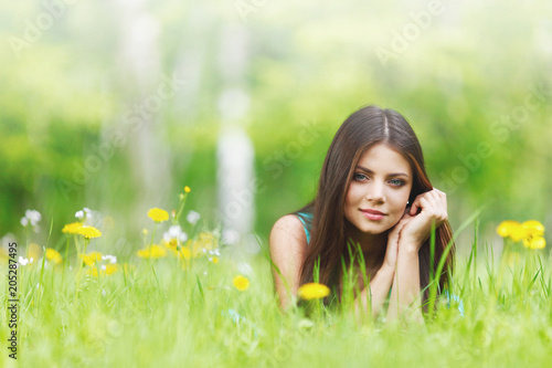 Woman on flower field