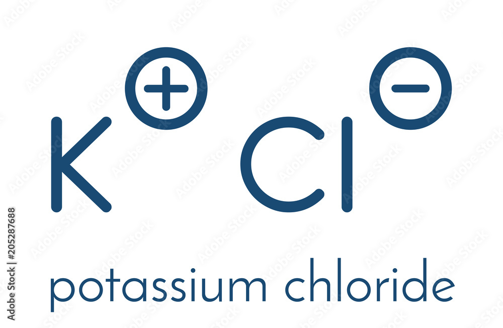 Potassium chloride (KCl) salt. Used in lethal injections, fertilizer, as a  drug, etc. Stock Vector | Adobe Stock