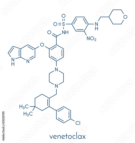 Venetoclax cancer drug molecule (BCL-2 inhibitor). Skeletal formula. photo