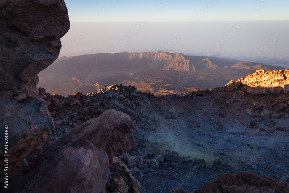 Inside the crater of Pico del Teide, highest peak of Spain, Tenerife, Canary Islands